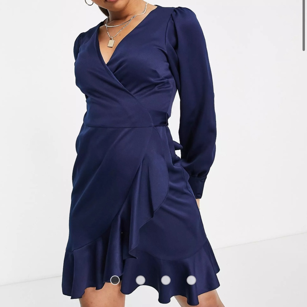 Long Sleeve Navy Wrap Dress